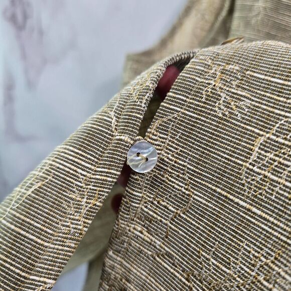 The Territory Ahead Vest Womens Large Beige Gold Tan Loop Button Jacket Jacquard - Picture 9 of 10